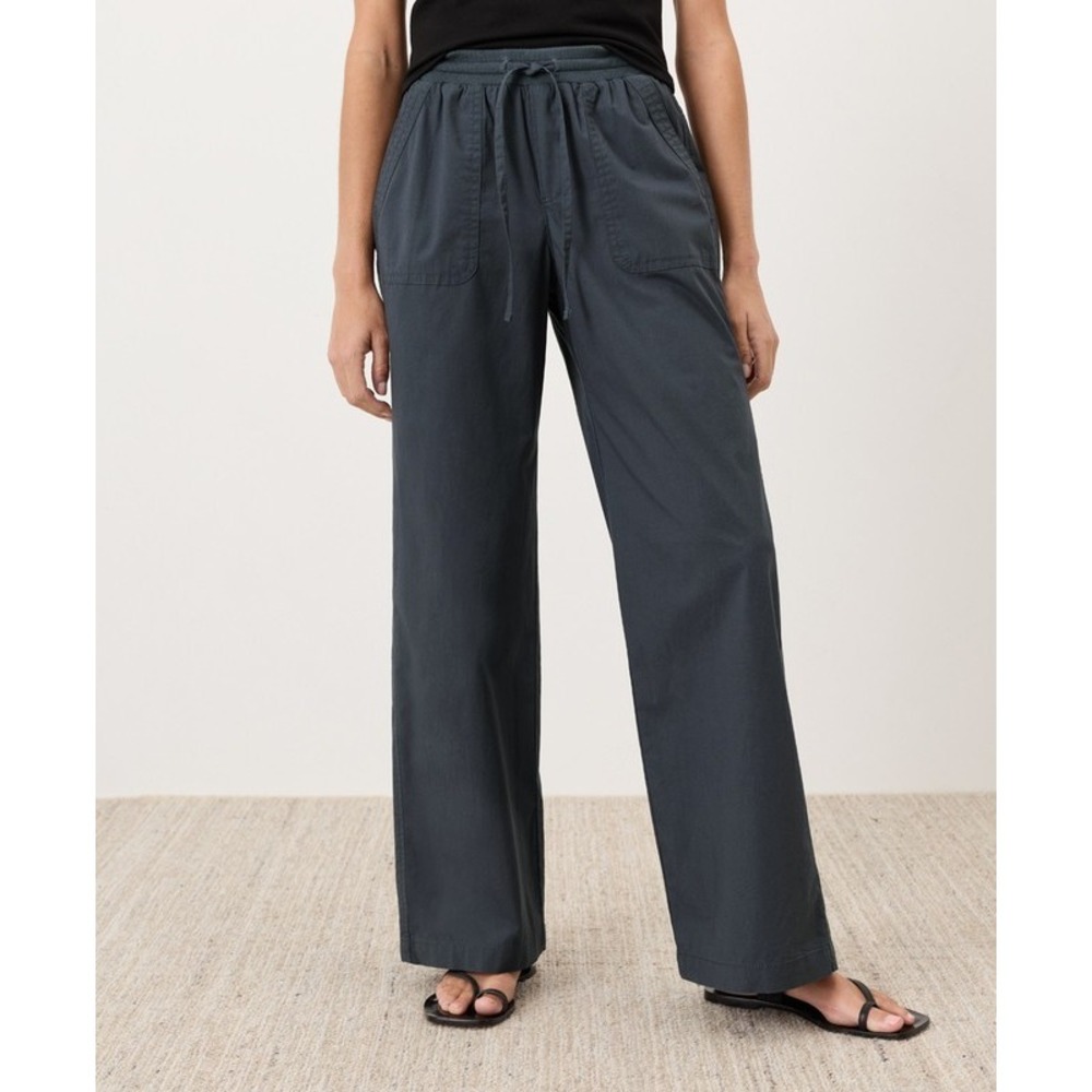 Pact Womens Wide Leg Organic Cotton Poplin Pants XXL Pull on Drawstring Relaxed